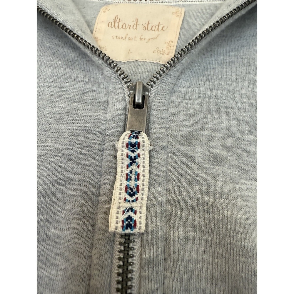 Altar'd State Sherpa Fleece Quarter-Zip Hoodie Gray Mixed Media Women's Large - Picture 1 of 13
